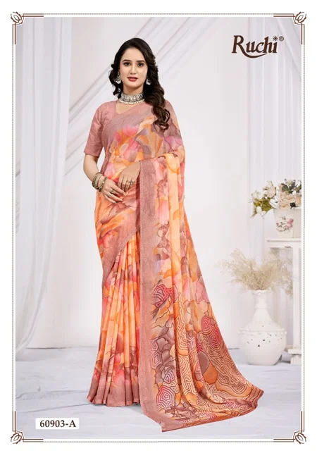 Star Chiffon 223 By Ruchi Printed Chiffon Surat Dailly Wear Saree Wholesale Market